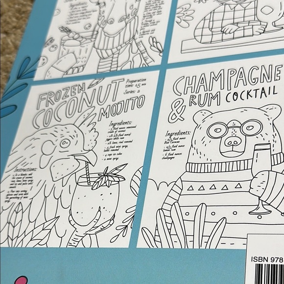 Drinking Animals Coloring Book for Adult Relaxation Recipes Included NWT - Picture 4 of 13